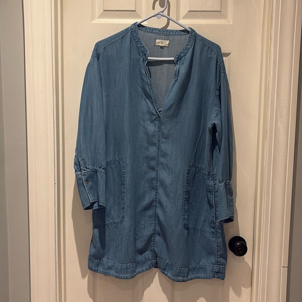 Lou & Grey lyocell & linen blend denim dress with pockets SZ large